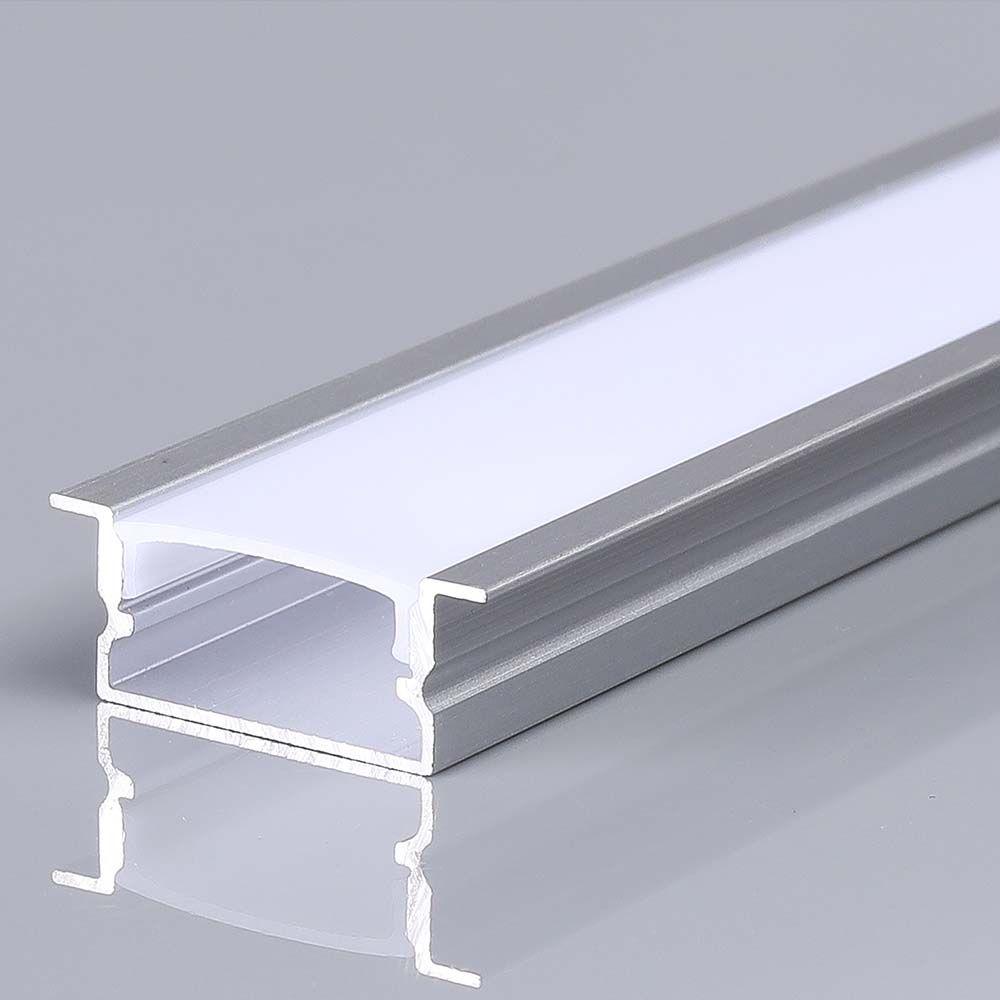 Profil Aluminiowy do paska LED wpuszczany, 2000x20x10mm, Klosz: Mleczny, Kolor: Aluminium , VTAC, SKU 23175