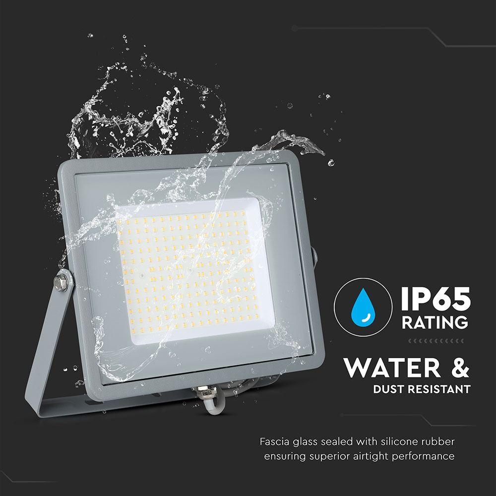 100W Naświetlacz LED SMD, Chip SAMSUNG, Barwa:6400K, Obudowa: Szara , Wydajność: 120lm/w, VTAC, SKU 771