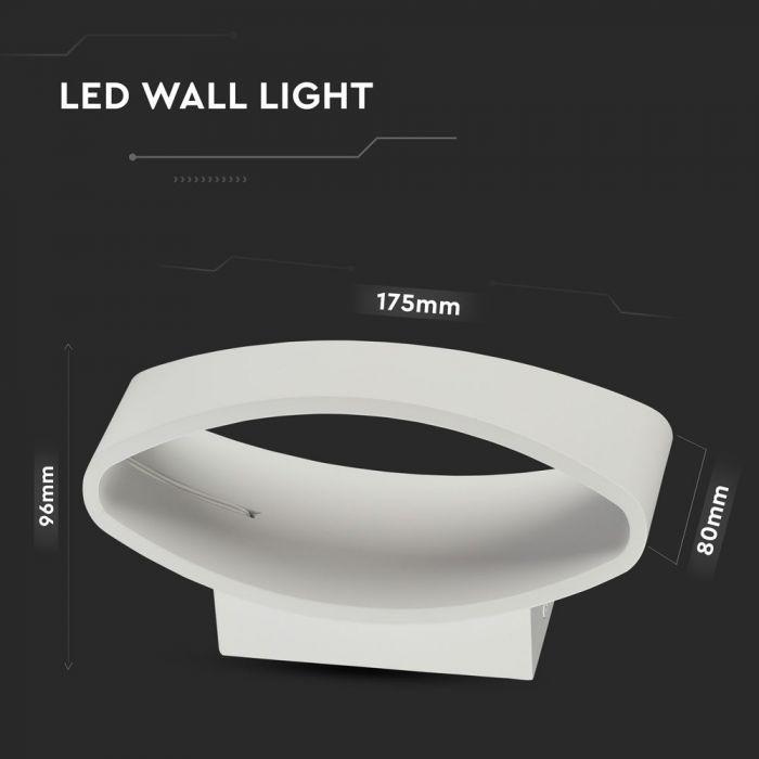 5W Lampa ścienna LED, Barwa:3000K, Obudowa: Biały, IP20, VTAC, SKU 8208