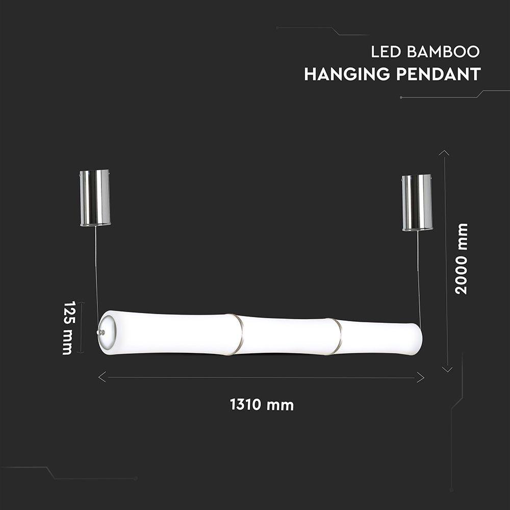 52W Lampa Wisząca LED, Klosz: Mleczny, Ściemniana, Barwa:3000K, Biały, VTAC, SKU 3979