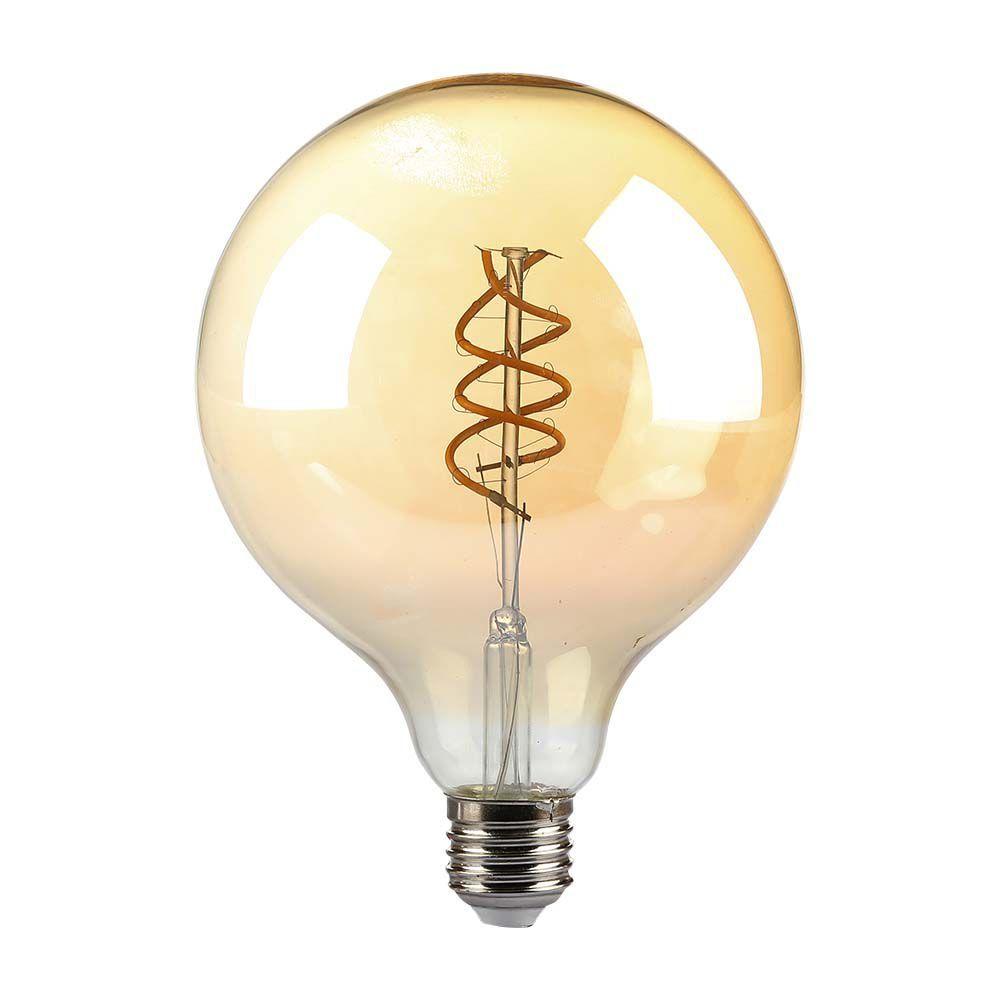 VT-2126 6W G125 LED DOUBLE SPIRAL FILAMENT BULB AMBER GLASS 1800K E27