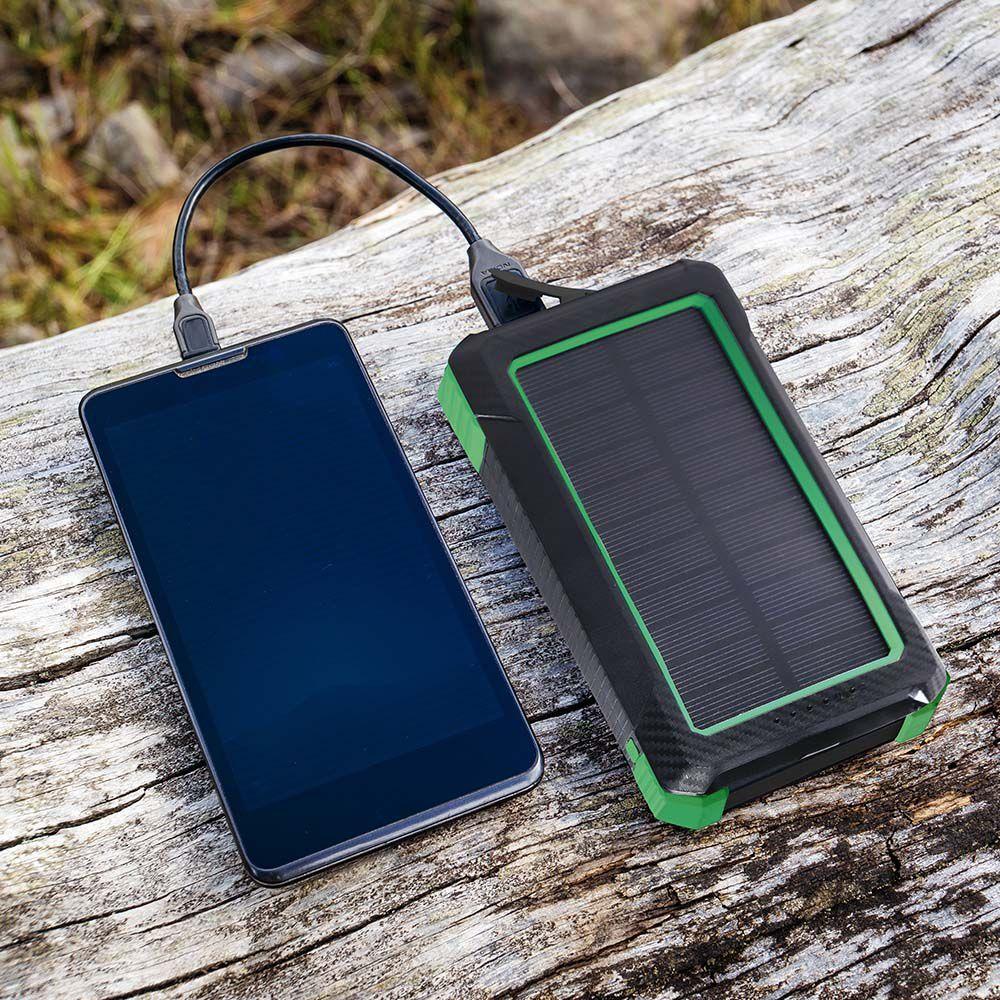 Power Bank, Ładowanie solarne, 10000mAh, Czarny, VTAC, SKU 7835