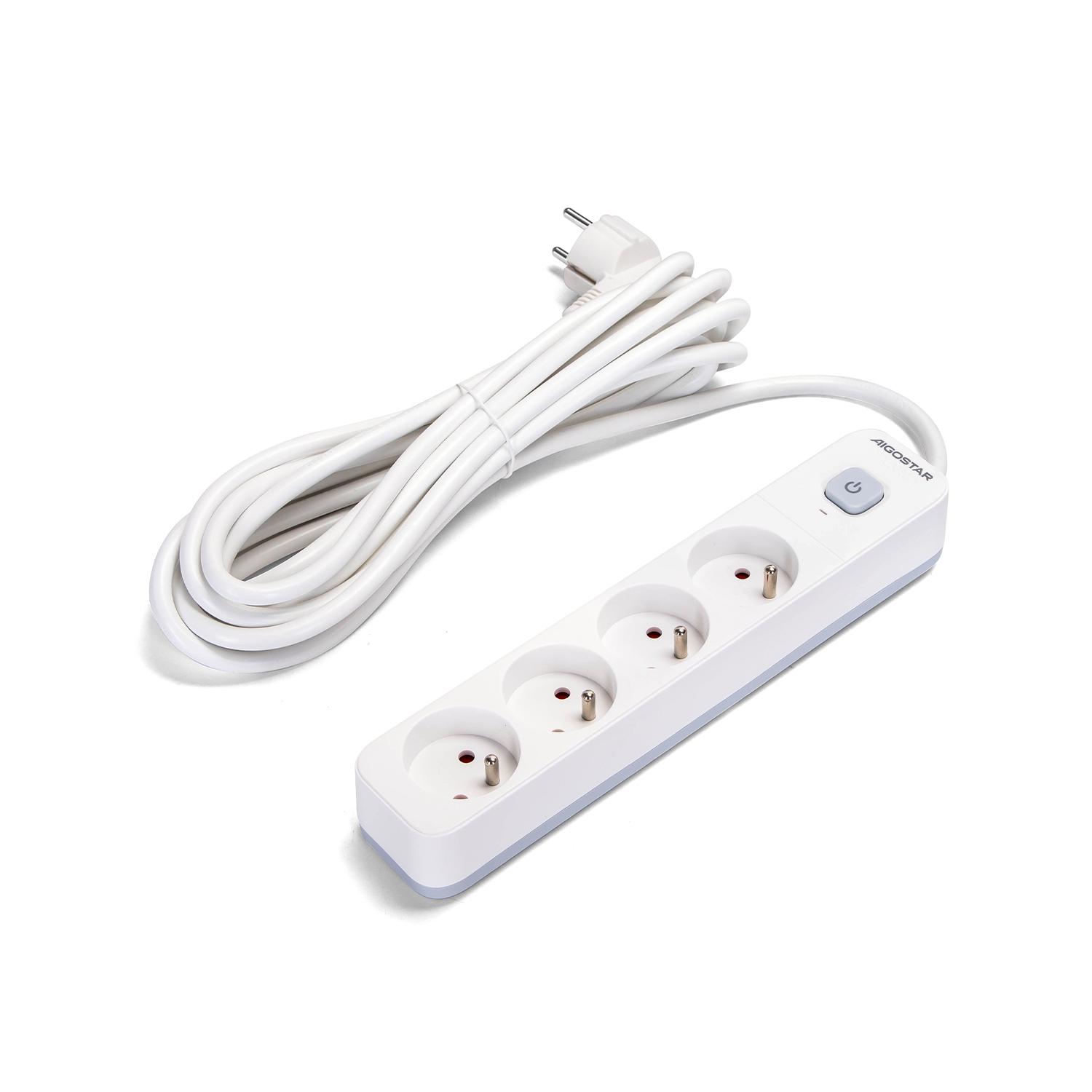 Power strips 4-way 5m H05VV-F 3G1.5m㎡ White and Gray