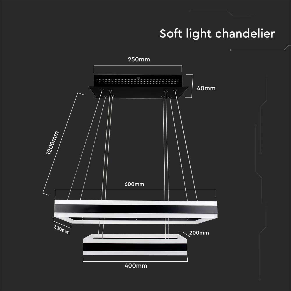 115W Lampa Wisząca, Klosz: Aluminium, Barwa:3000K, Ściemniana, Czarny, VTAC, SKU 213987