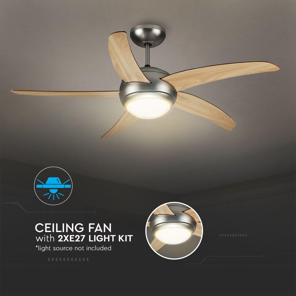 VT-6053-5 60W LED CEILING FAN WITH LIGHT KIT-RF CONTROL-5 BLADES-AC MOTOR