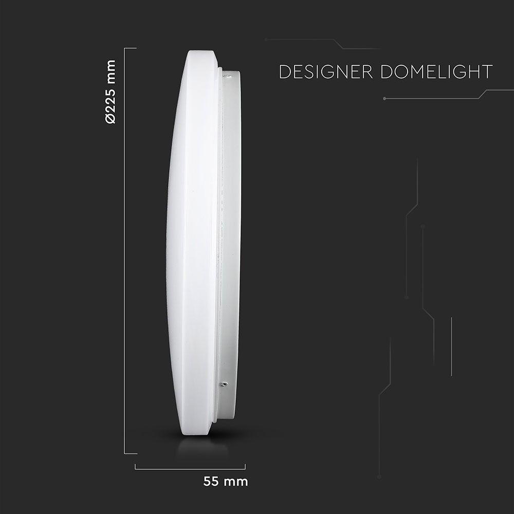 12W Plafon LED DOME, Średnica: 230,  Klosz: Mleczny, Barwa:3w1, VTAC, SKU 7603