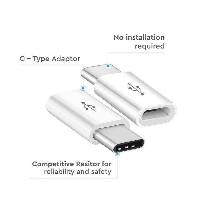 VT-5149 MICRO USB TO TYPE-C ADAPTOR-WHITE