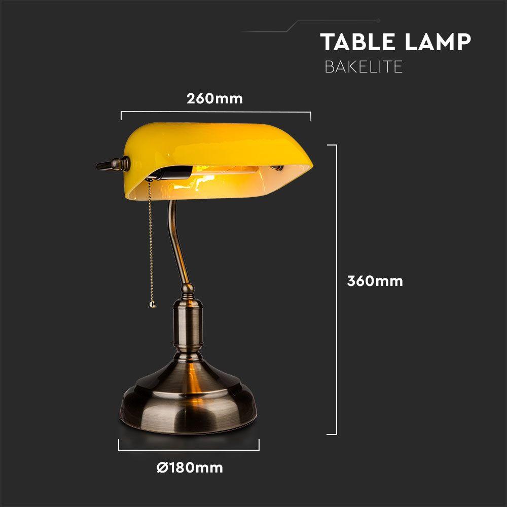 VT-7151 BANKER BAKELITE TABLE LAMP WITH E27 HOLDER-YELLOW