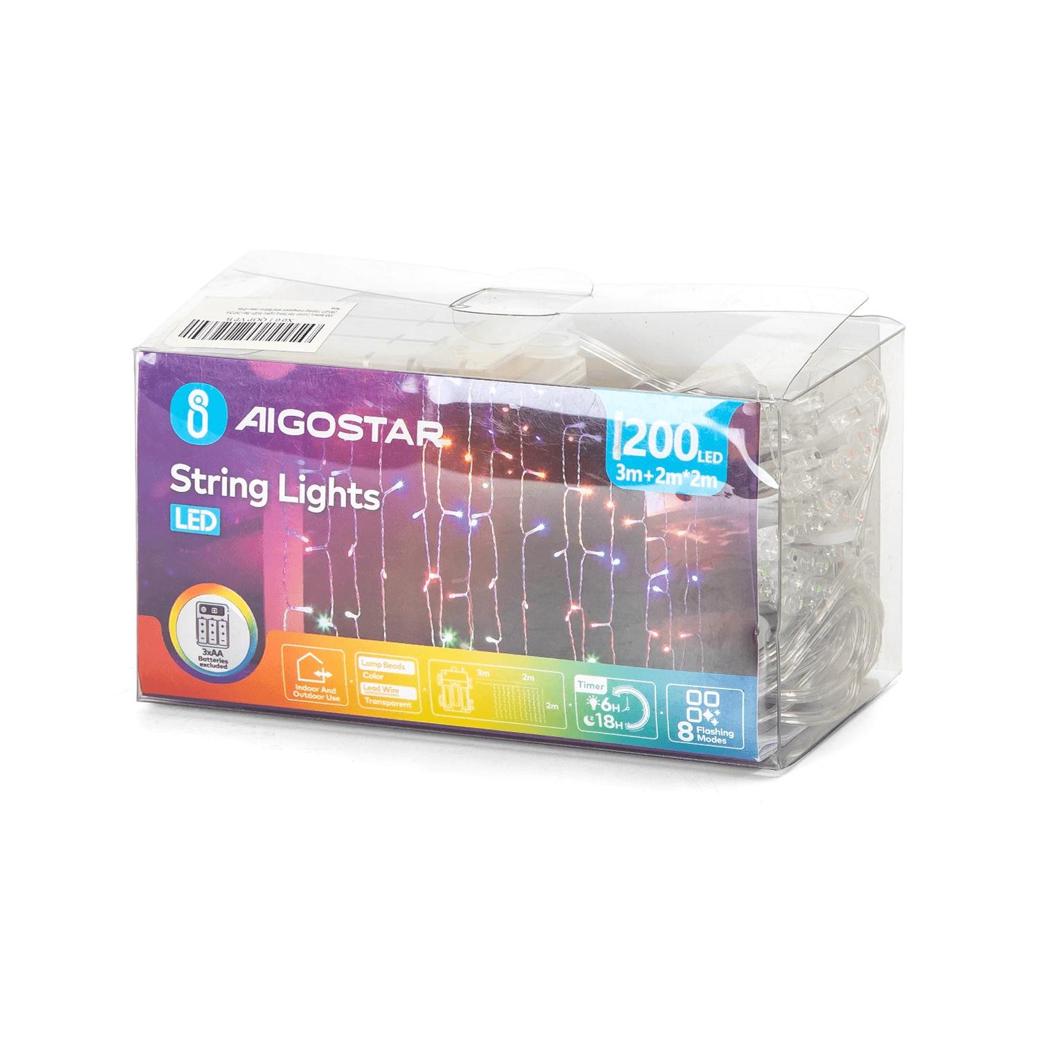 3AA battery curtain flat string lights, RGBY, 2m*2m