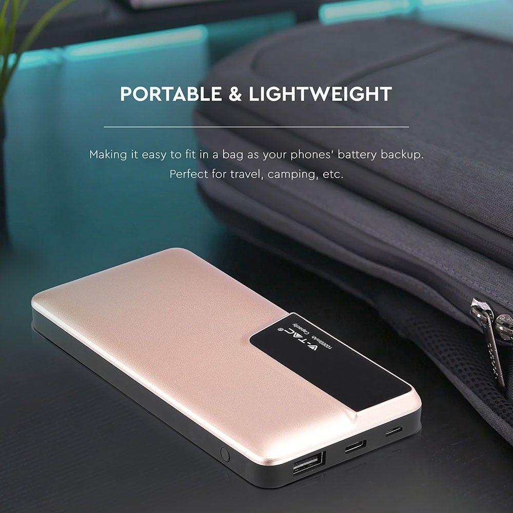 VT-3511 10000mah POWER BANK WITH DIGITAL DISPLAY & USB TYPE-C-ROSE GOLD