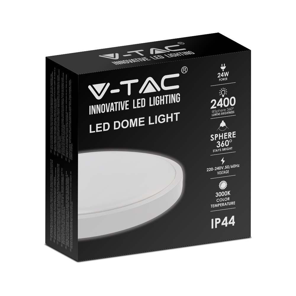 VT-8624 24W LED DOME LIGHT 4000K ROUND WHITE FRAME IP44