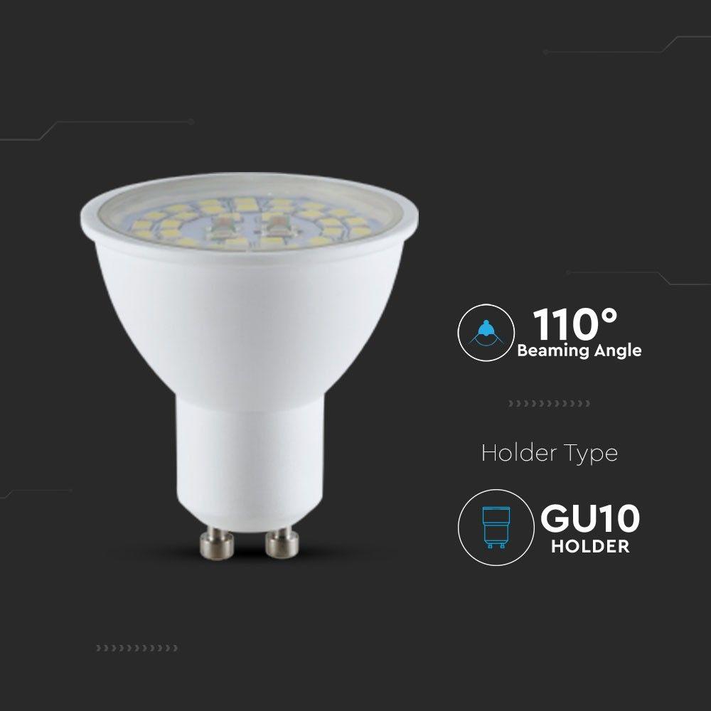 5W GU10 Żarówka LED, Klosz Transparentny, Barwa:3000K, Skuteczność: 160lm/W, Trzonek: GU10, VTAC, SKU 2837