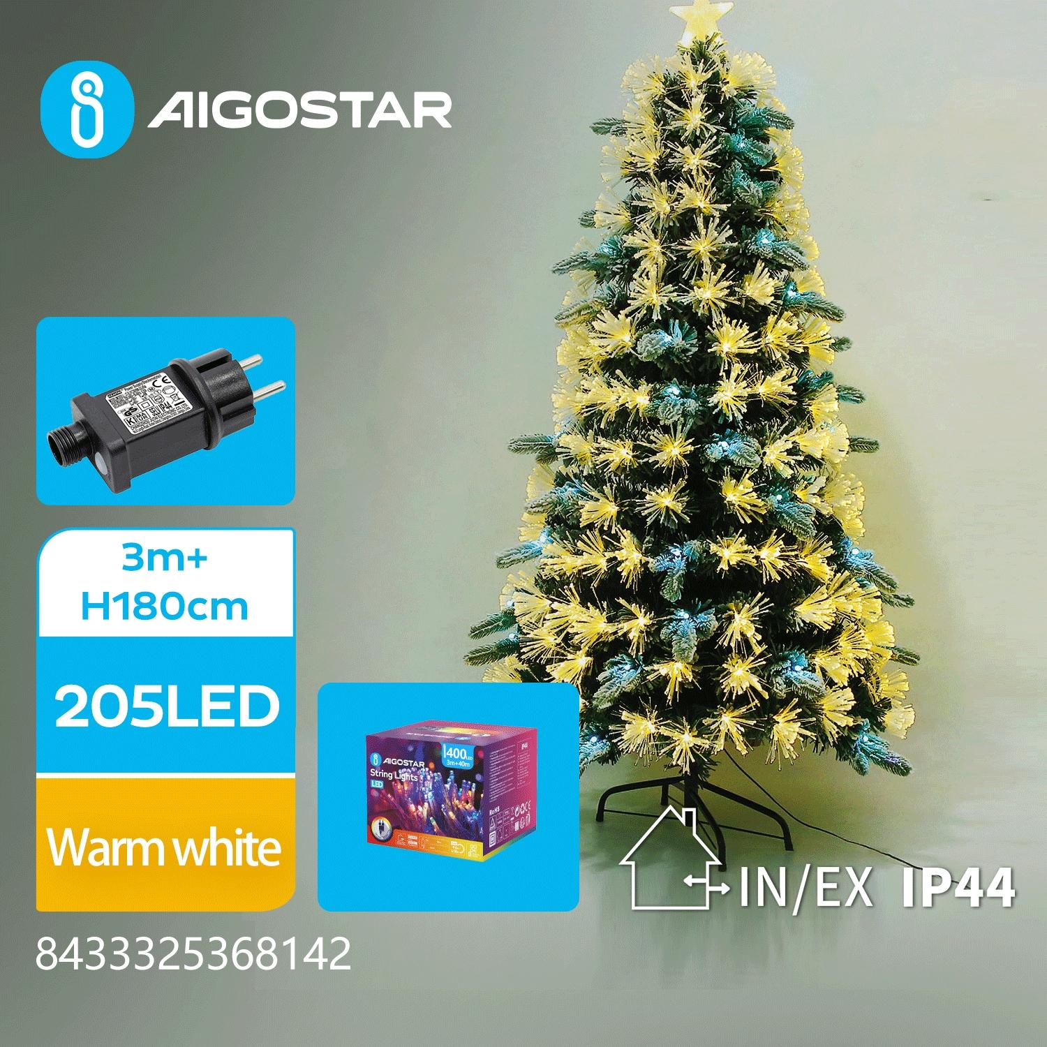 Christmas decorations-Low voltage adapter Flocking tree-180CM-Warm white-8blink+time-IP44