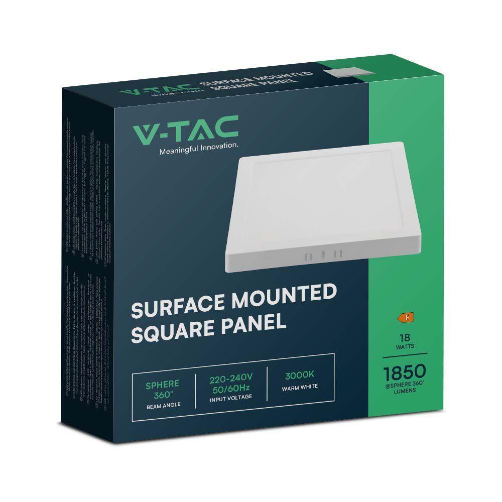 VT-60018 18W BACKLIT SURFACE MOUNTED PANEL 3000K SQ