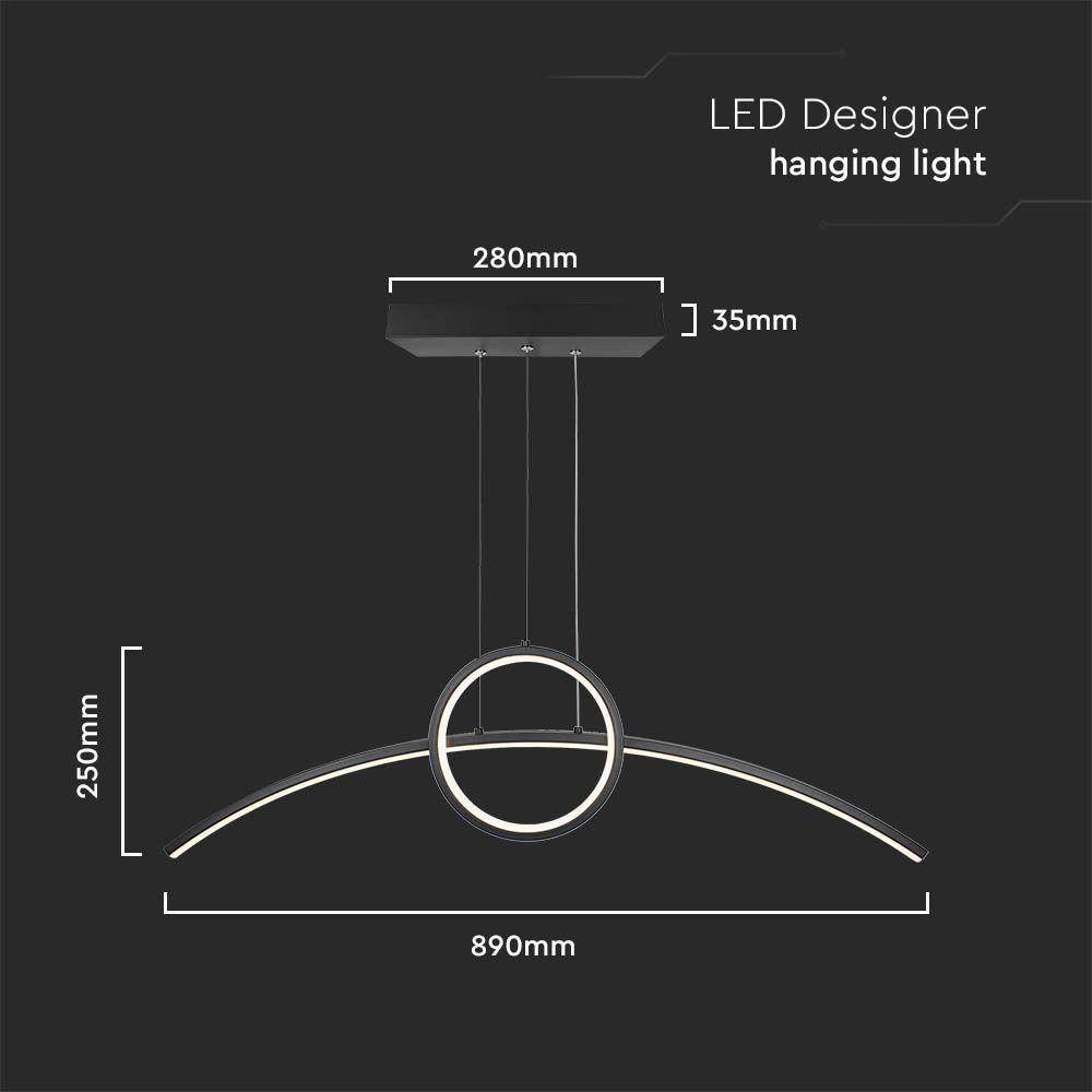 30W Lampa dekoracyjna LED 4000K, Kolor: Czarny       , VTAC, SKU 6933