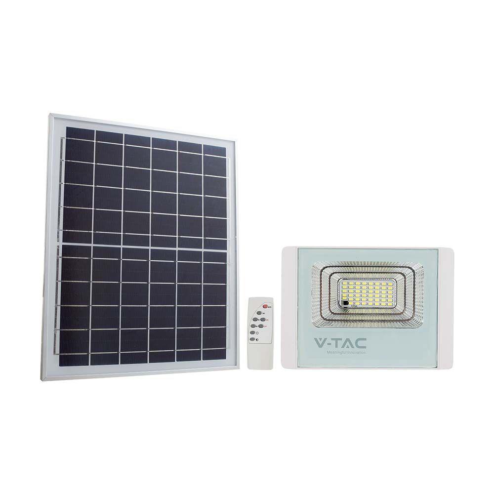 16W Naświetlacz LED z panelem solarnym, Barwa: 4000K, Obudowa: Biała , VTAC, SKU 10406