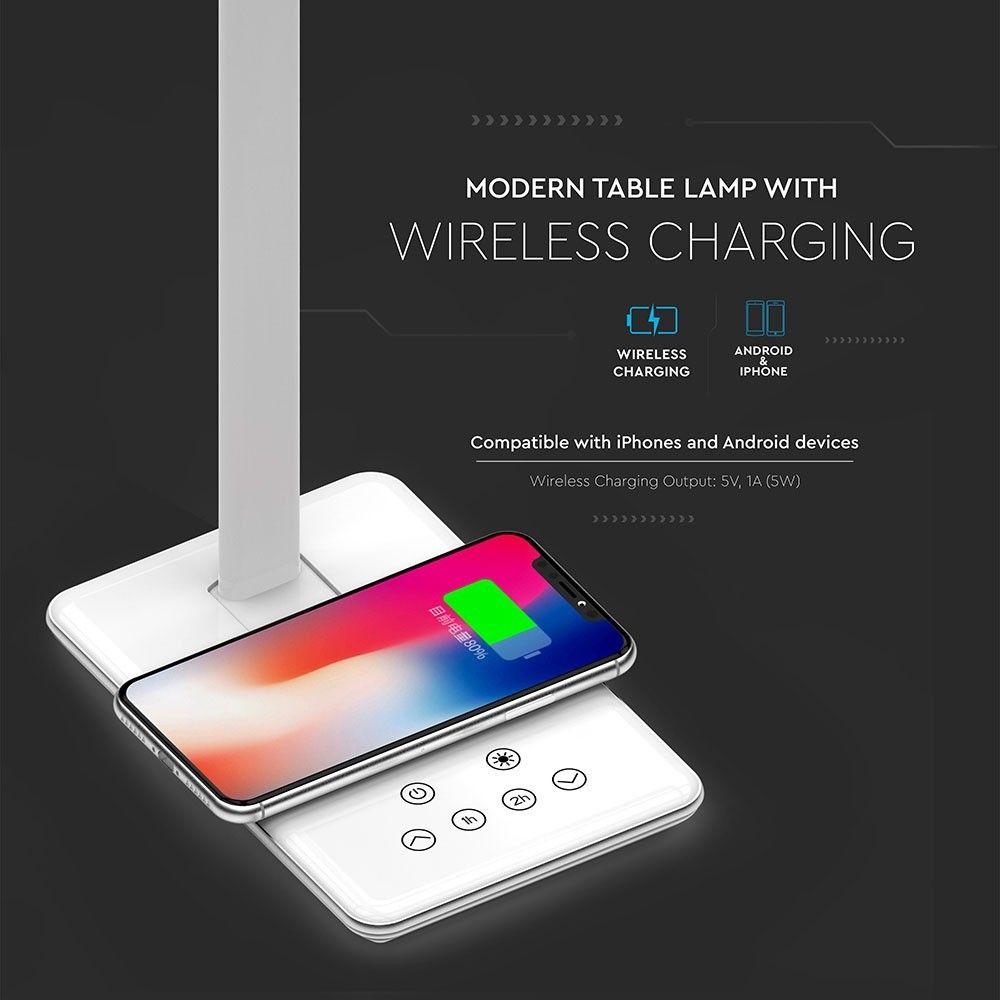 VT-7405 5W LED TABLE LAMP WITH WIRELESS CHARGER 2700K-6500K WHITE