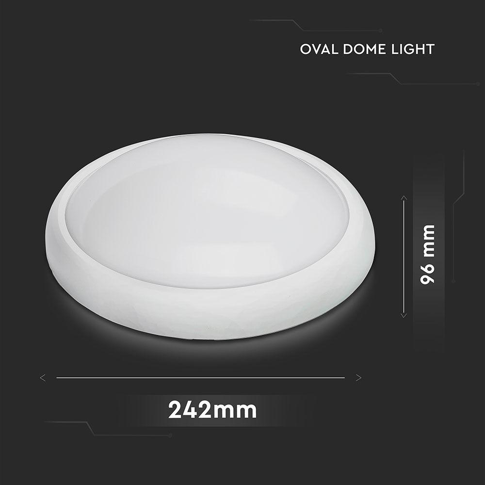 12WPlafon LED Owalny, IP54, Barwa:3000K, Obudowa: Biała, VTAC, SKU 1351