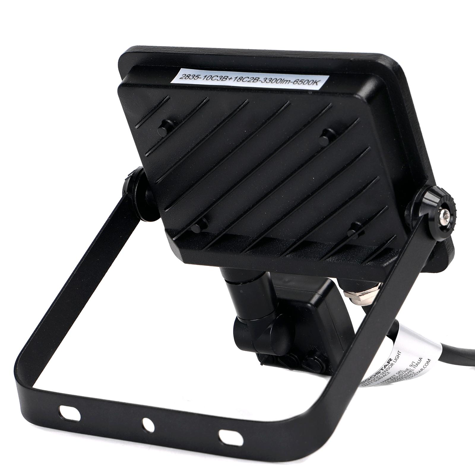 LED Motion Sensor Frosted Cover Floodlight with Black Housing, 30W, 6500K