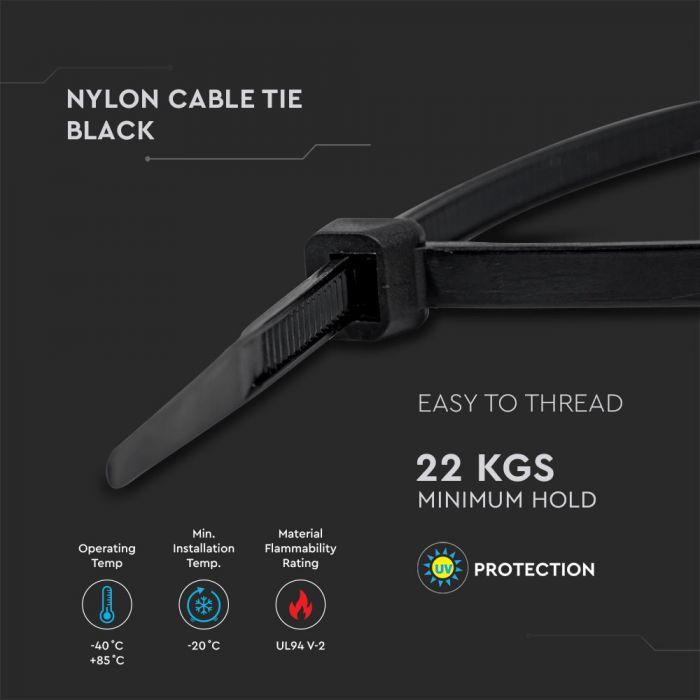 CABLE TIE 4.5*150mm BLACK (FLAMABILITY MATERIAL RATING - UL94-V2) 100PCS/PACK