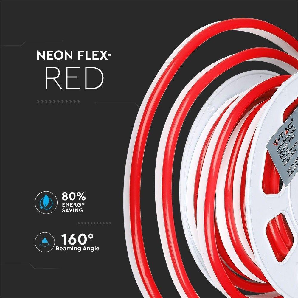 VT-555 8W/M NEON FLEX RED 24V (10M/ROLL)(PRICE PER M)