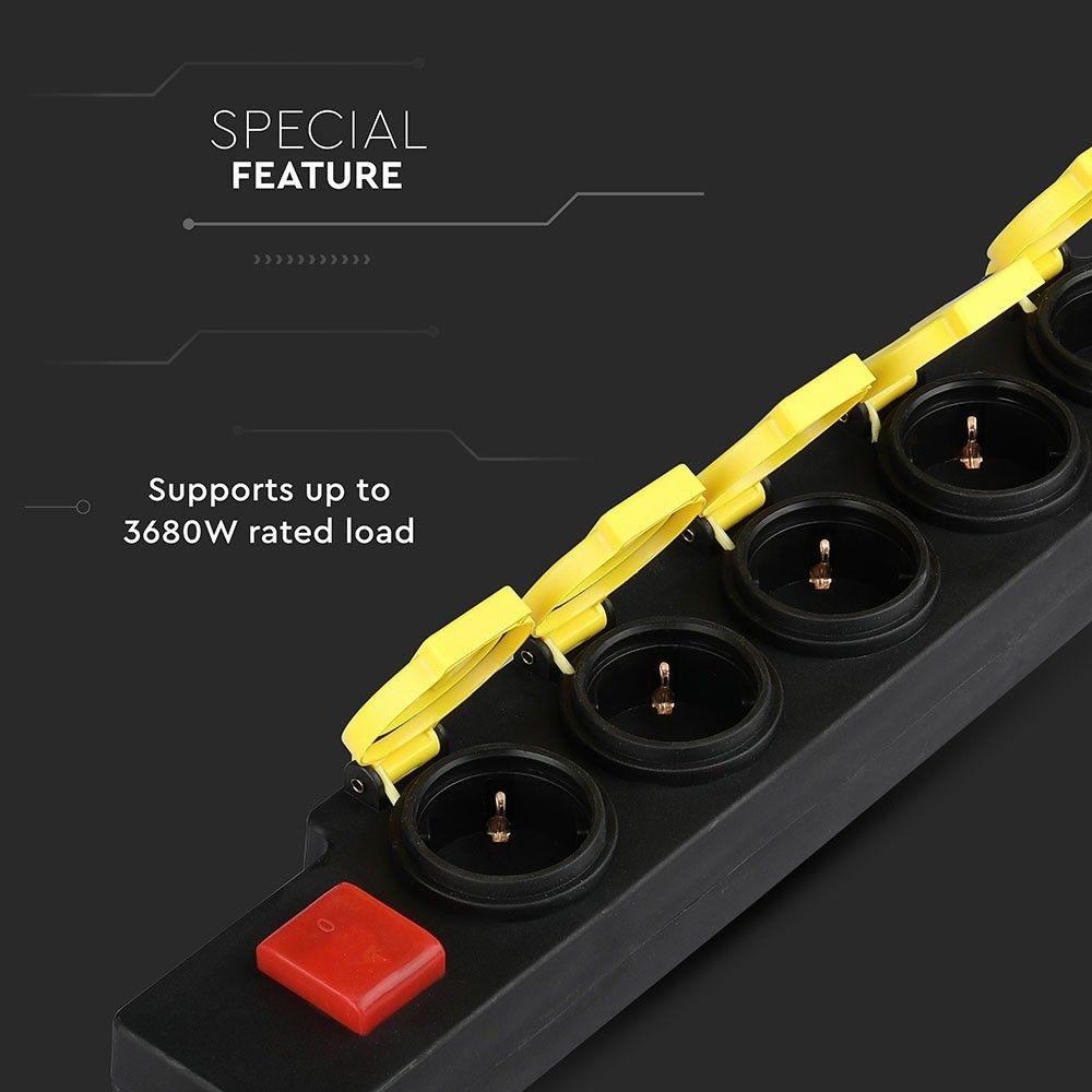 VT-1125-3 5 WAYS SOCKET (3G1.5MMX3M)-IP44-BLACK+YELLOW