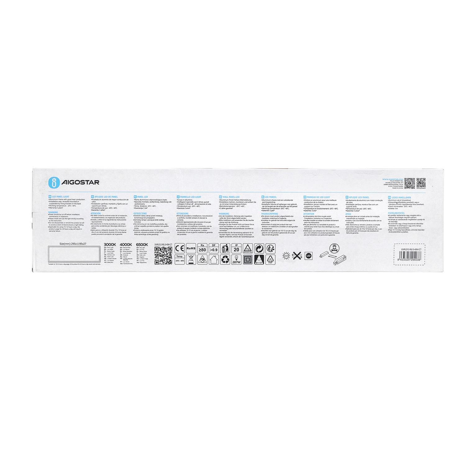 LED Back-lit Panel Light 40W CCT