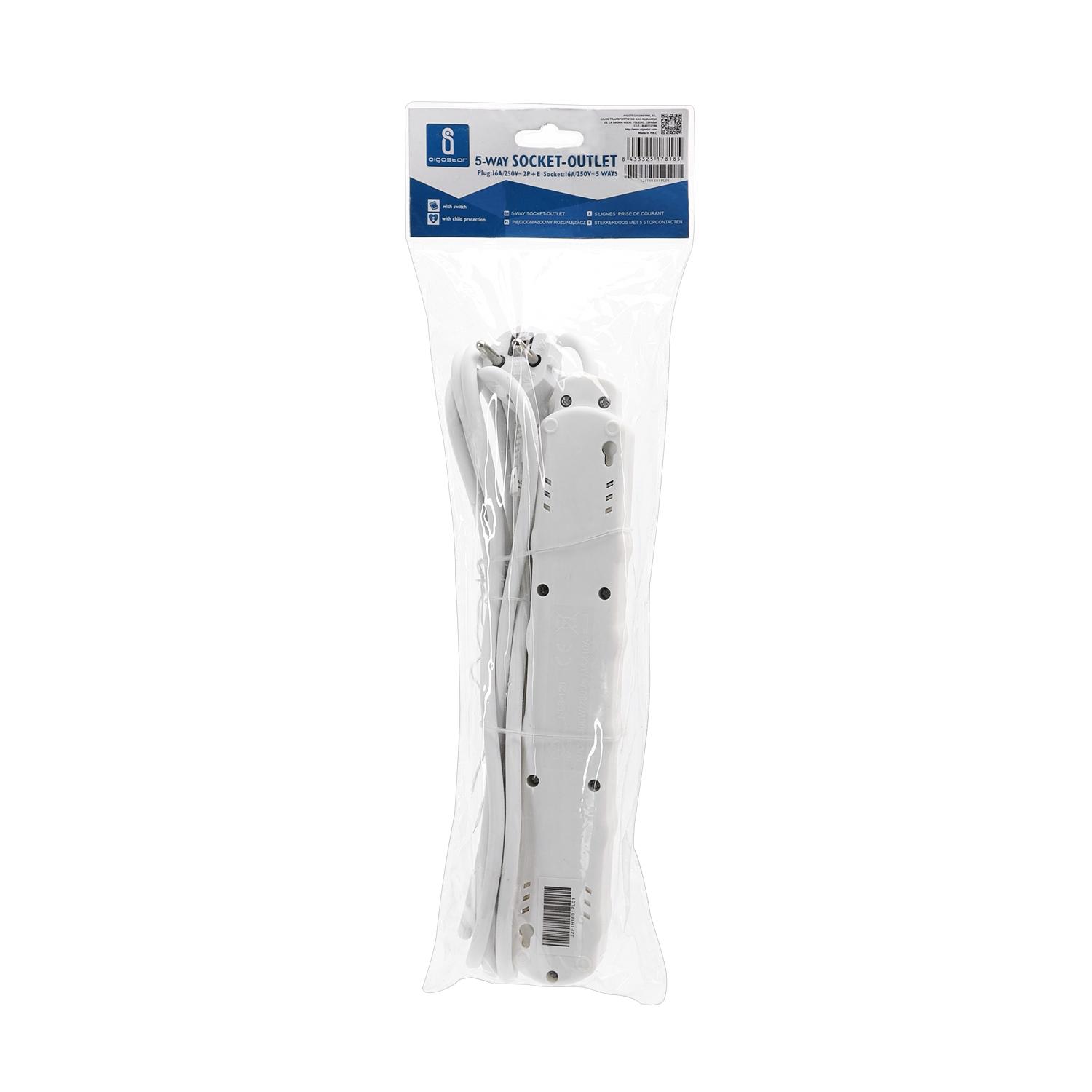 Power strips 5-way 3m H05VV-F 3G1.0m㎡ White