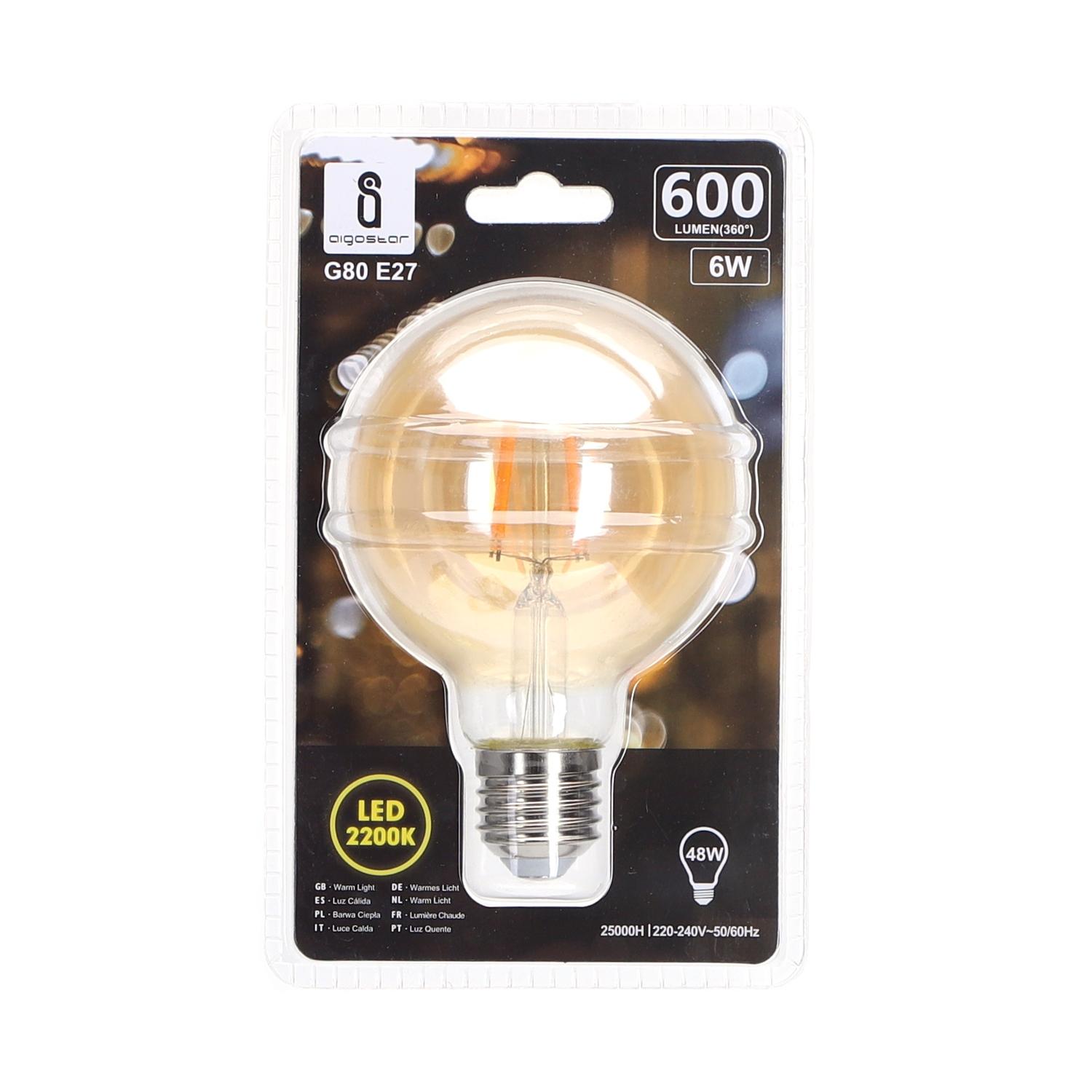 LED Filament Bulb (Amber) G80 E27 6W