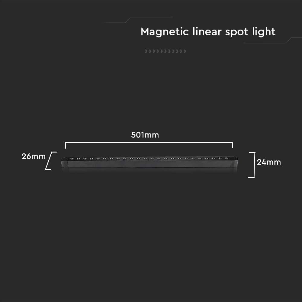 22W Lampa na Szynoprzewód SLIM MAGNETIC, Barwa: 6400K, Obudowa: Czarna , VTAC, SKU 10241