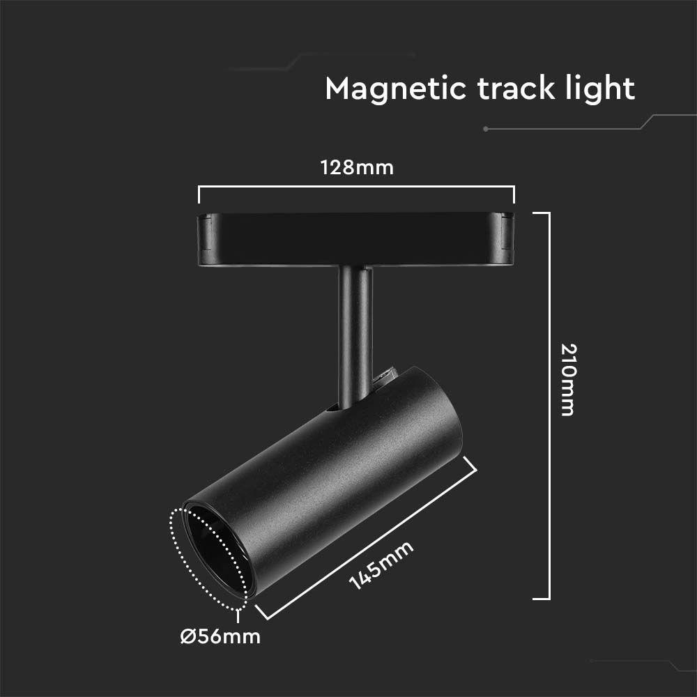 20W Lampa na Szynoprzewód SLIM MAGNETIC, Barwa: 4000K, Obudowa: Czarna , VTAC, SKU 10254