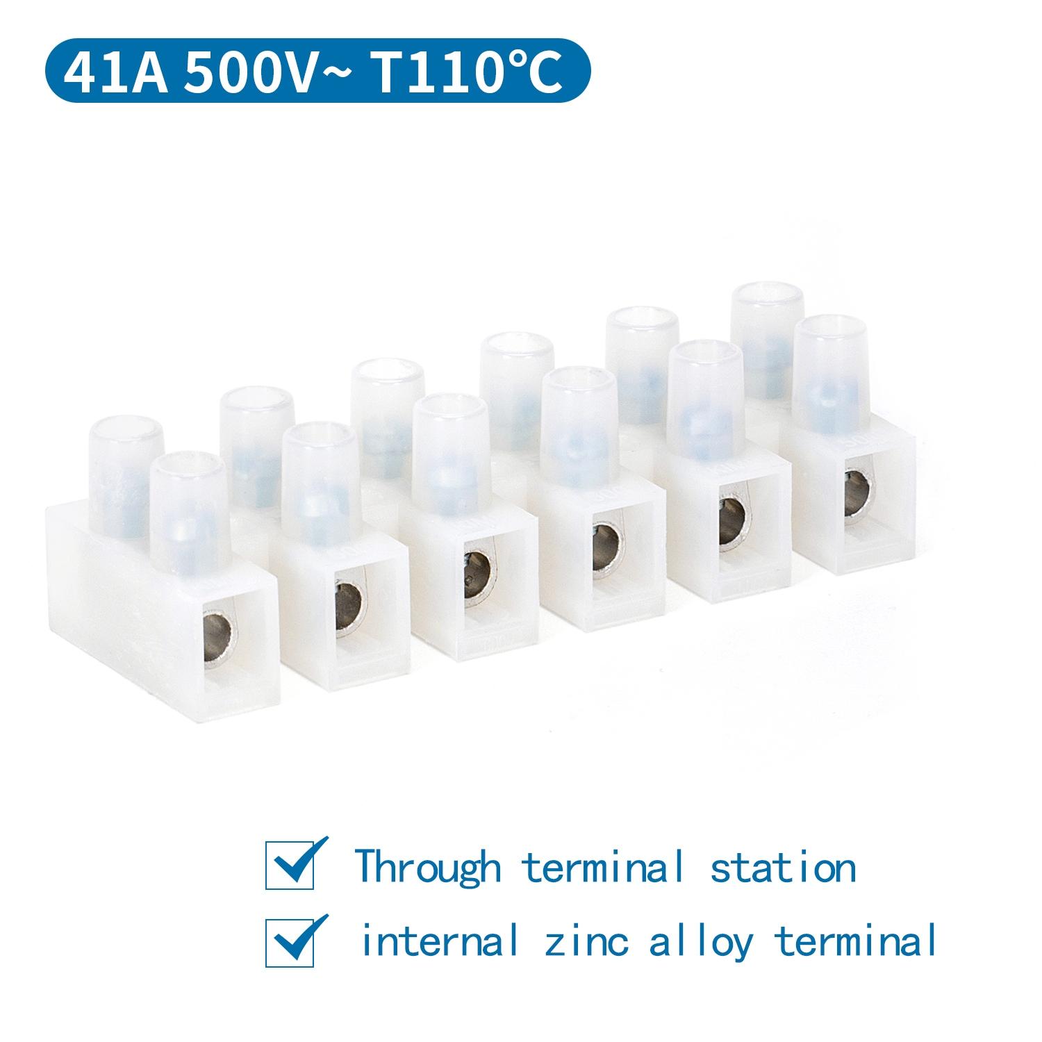 PA12 Terminal Blocks Six concave bottom type H White