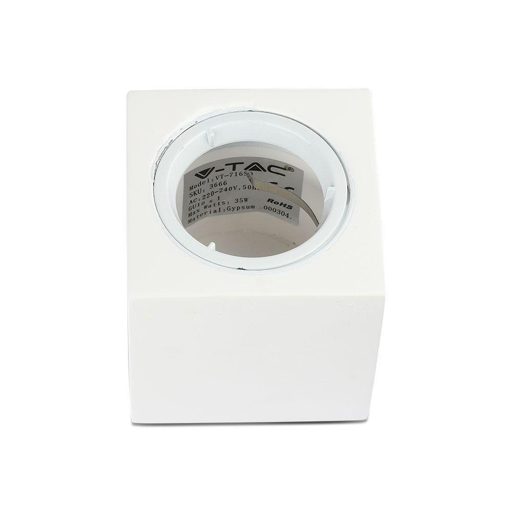 VT-716 GU10 FITTING WITH ALUMINUM RING (SQUARE) - WHITE