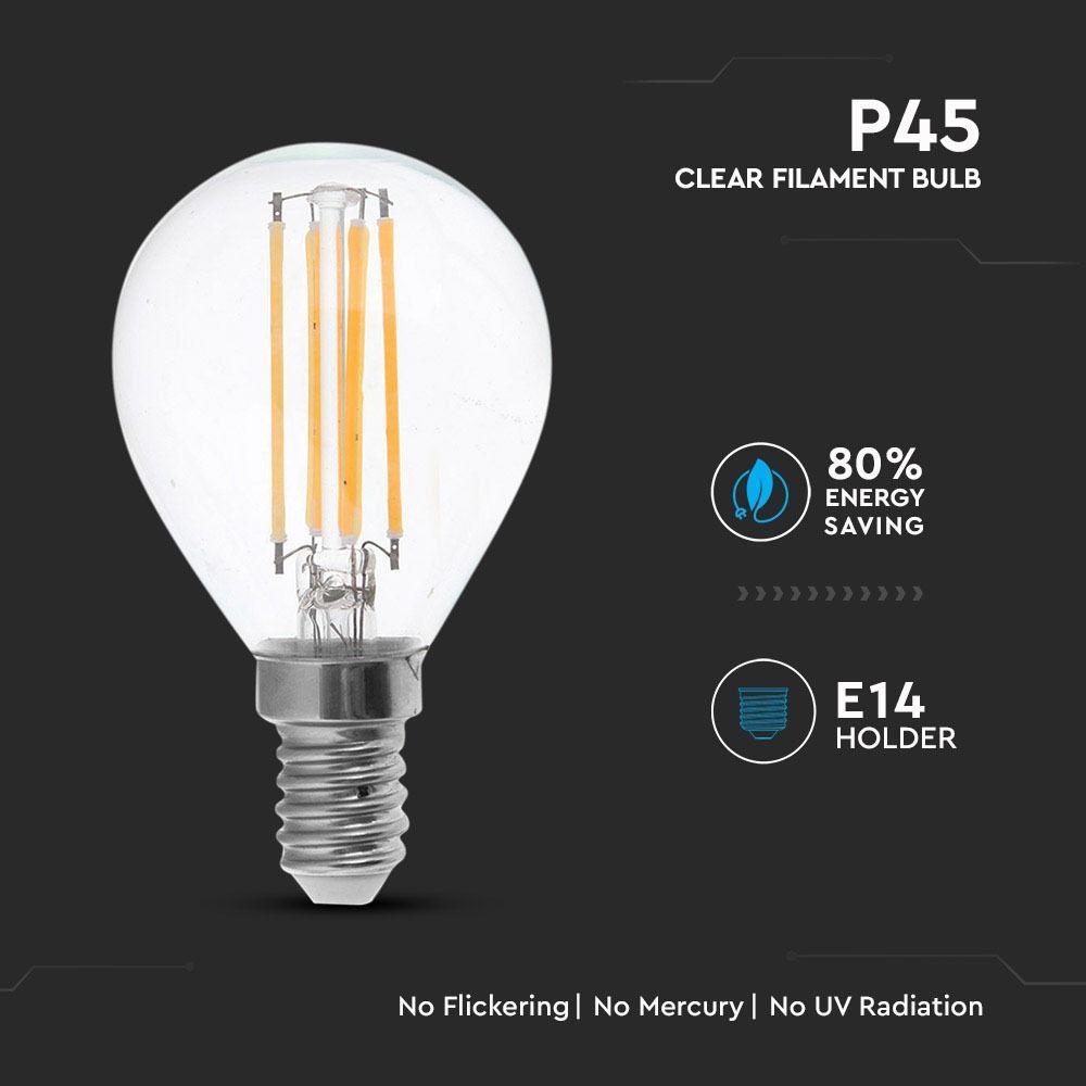 4W P45 Żarówka LED Filament, Barwa:4000K, Trzonek:E14, VTAC, SKU 4425