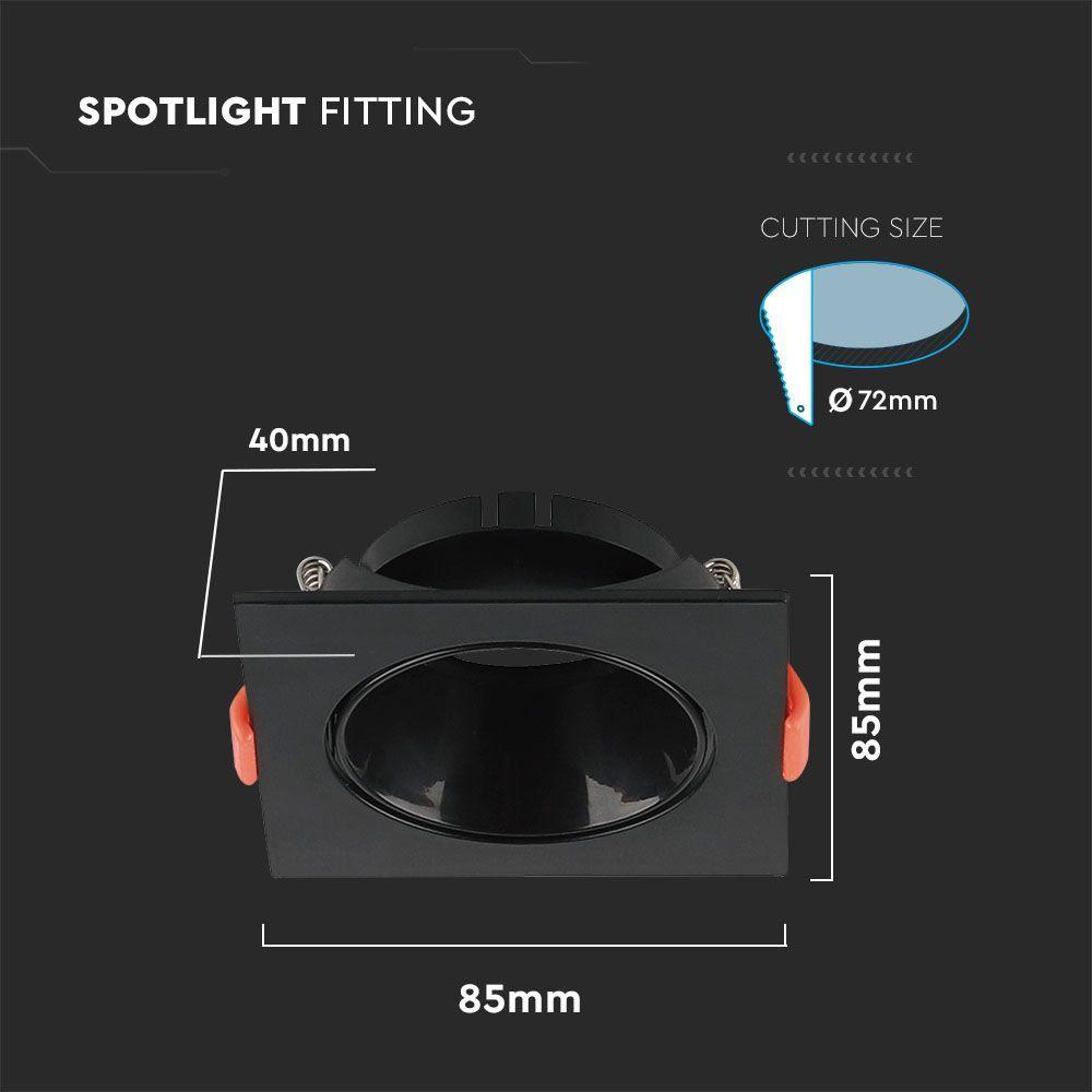 VT-932 GU10 FITTING SQUARE BLACK FRAME+BLACK REFLECTOR