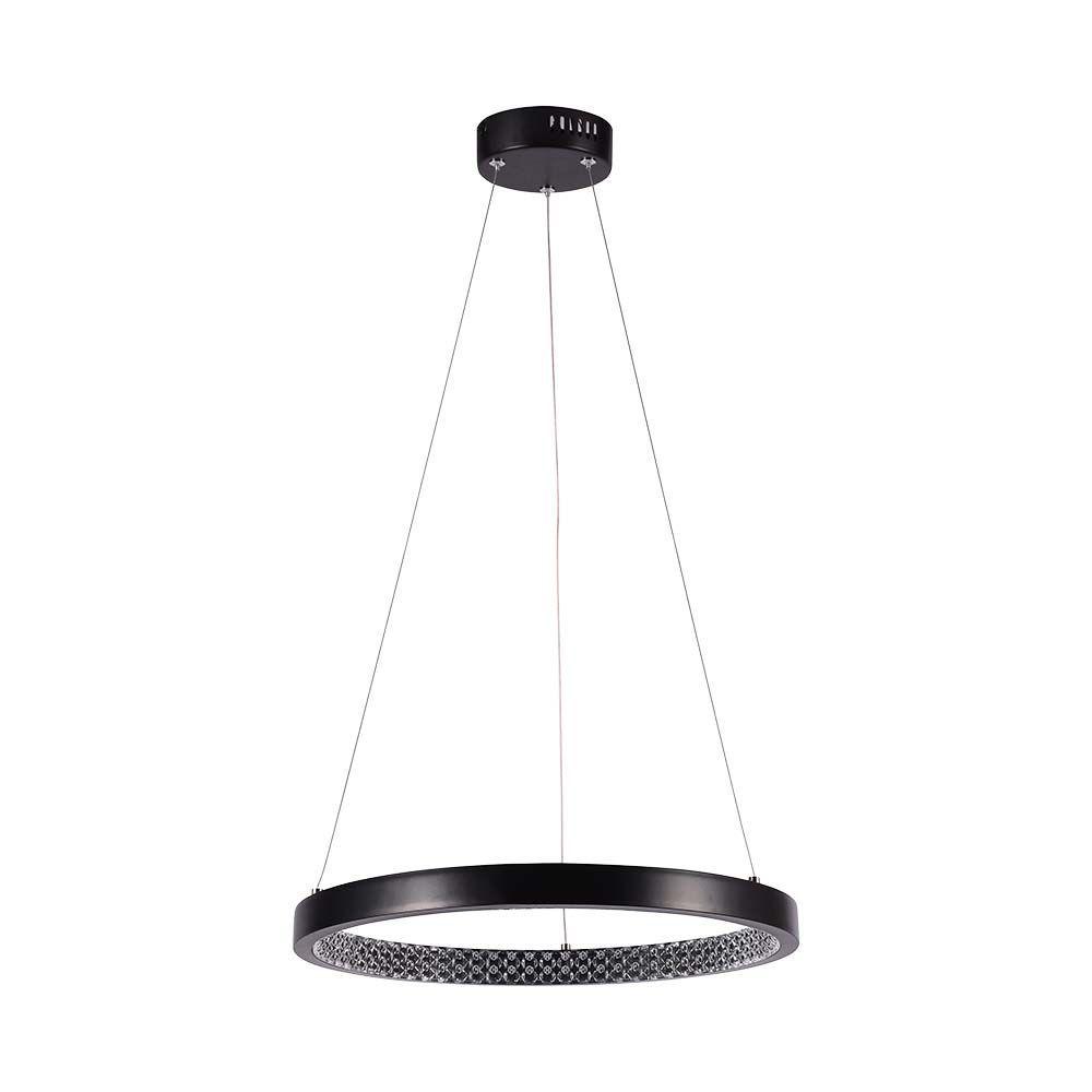 Lampa wisząca LED (40CM), Barwa: 3000K, Kryształowe akrylowe wnętrze, Obudowa: Czarna    , VTAC, SKU 10052