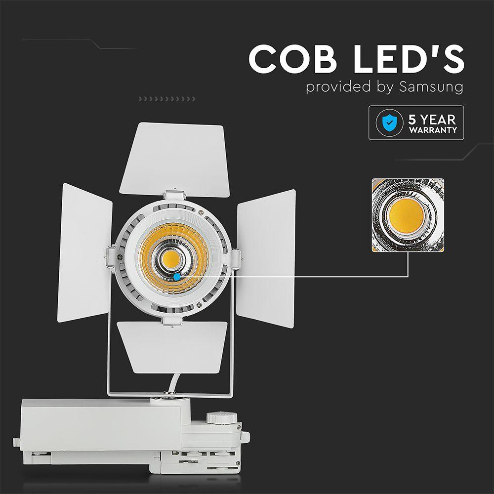 33W Lampa LED na szynoprzewód , Chip SAMSUNG, Barwa:3000K, 5 Lat gwarancji, Obudowa: Biała, VTAC, SKU 368