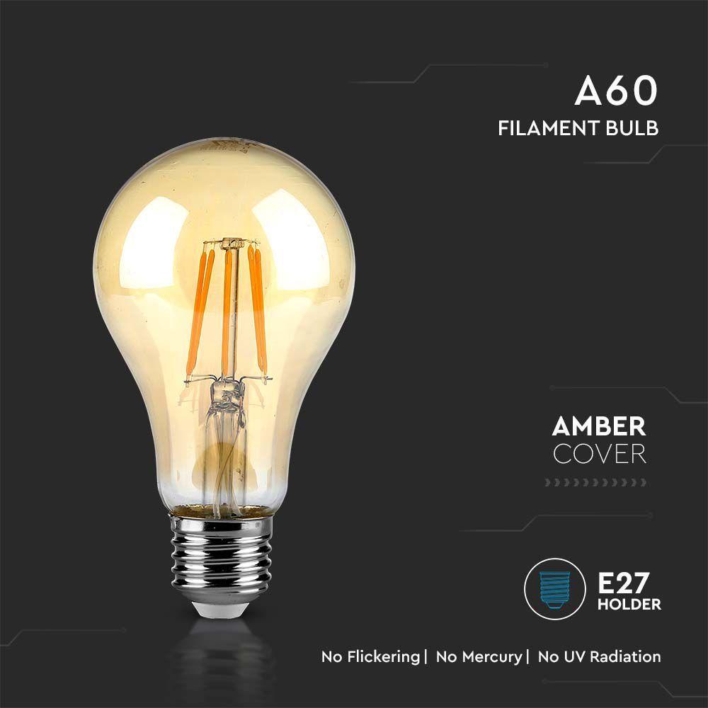 10W A67 Żarówka LED Filament, Klosz: Bursztynowy, Barwa:2200K, Trzonek:E27, VTAC, SKU 217157