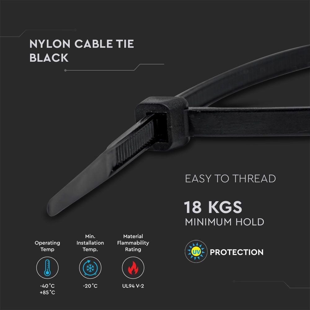 CABLE TIE 3.5*150mm BLACK (FLAMABILITY MATERIAL RATING - UL94-V2) 100PCS/PACK