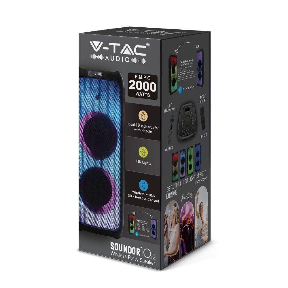 VT-6310-2 100W RECHARGEABLE SPEAKER (TWS FUNCTION) 1 WIRELESS MICROPHONE-RFCONTROL(2*10inch)