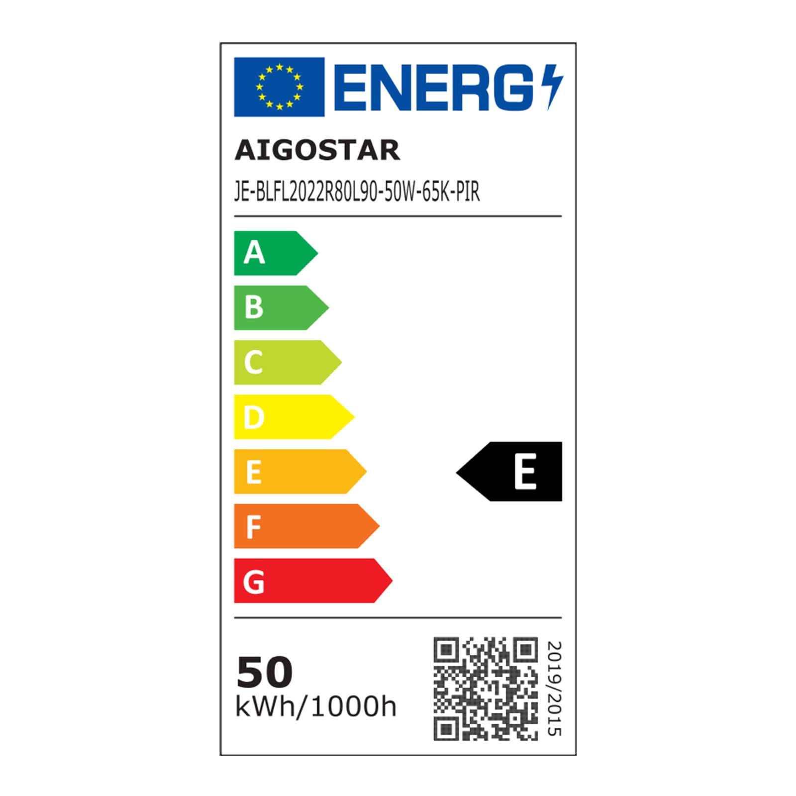 Naświetlacz LED z matową osłoną i czarną obudową, z czujnikiem ruchu, 50W, 6500K