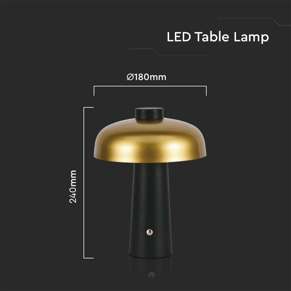 VT-1050 LED TABLE LAMP-1800mAH BATTERY D:300x390 3IN1 GOLD+BLACK BODY