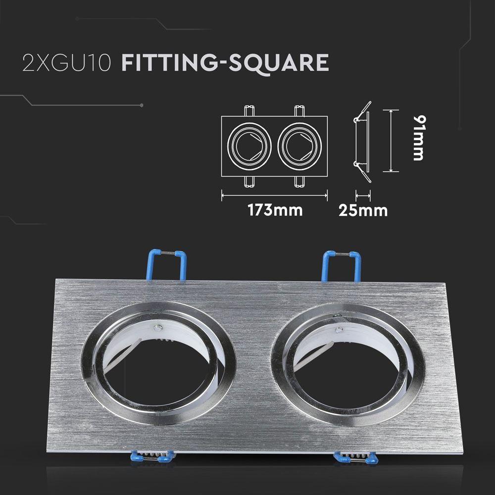 VT-783 2xGU10 FITTING SQUARE ALUMINUM BRUSH