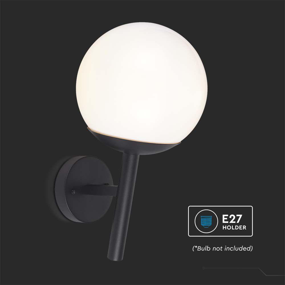 Lampa Ścienna LED, Trzonek: E27, Kula, Kolor: Czarna      , VTAC, SKU 11824