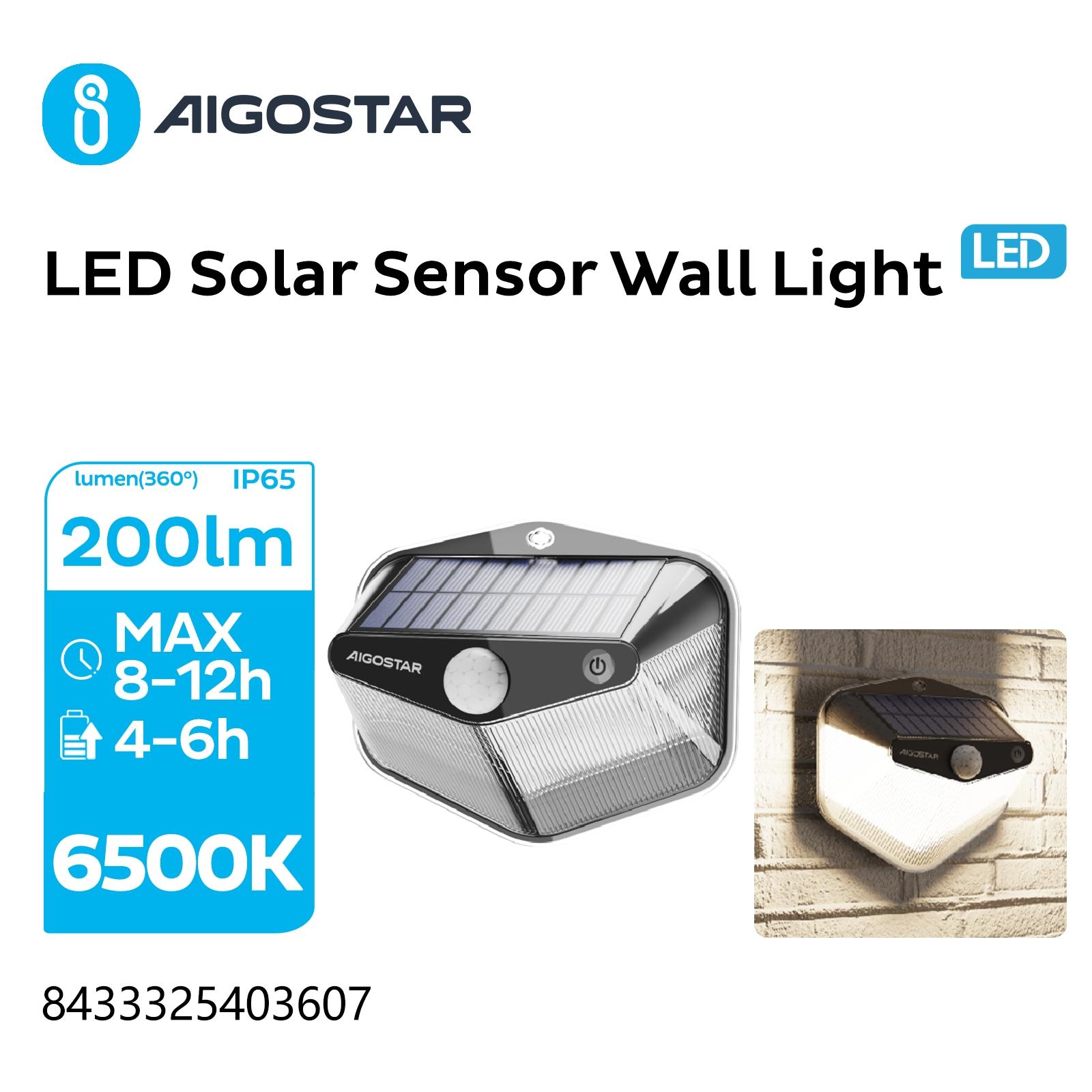 SOLAR SENSOR WALL LIGHT/AREA LIGHTING/MULTI SIDED LIGHTING/6500K/PIR