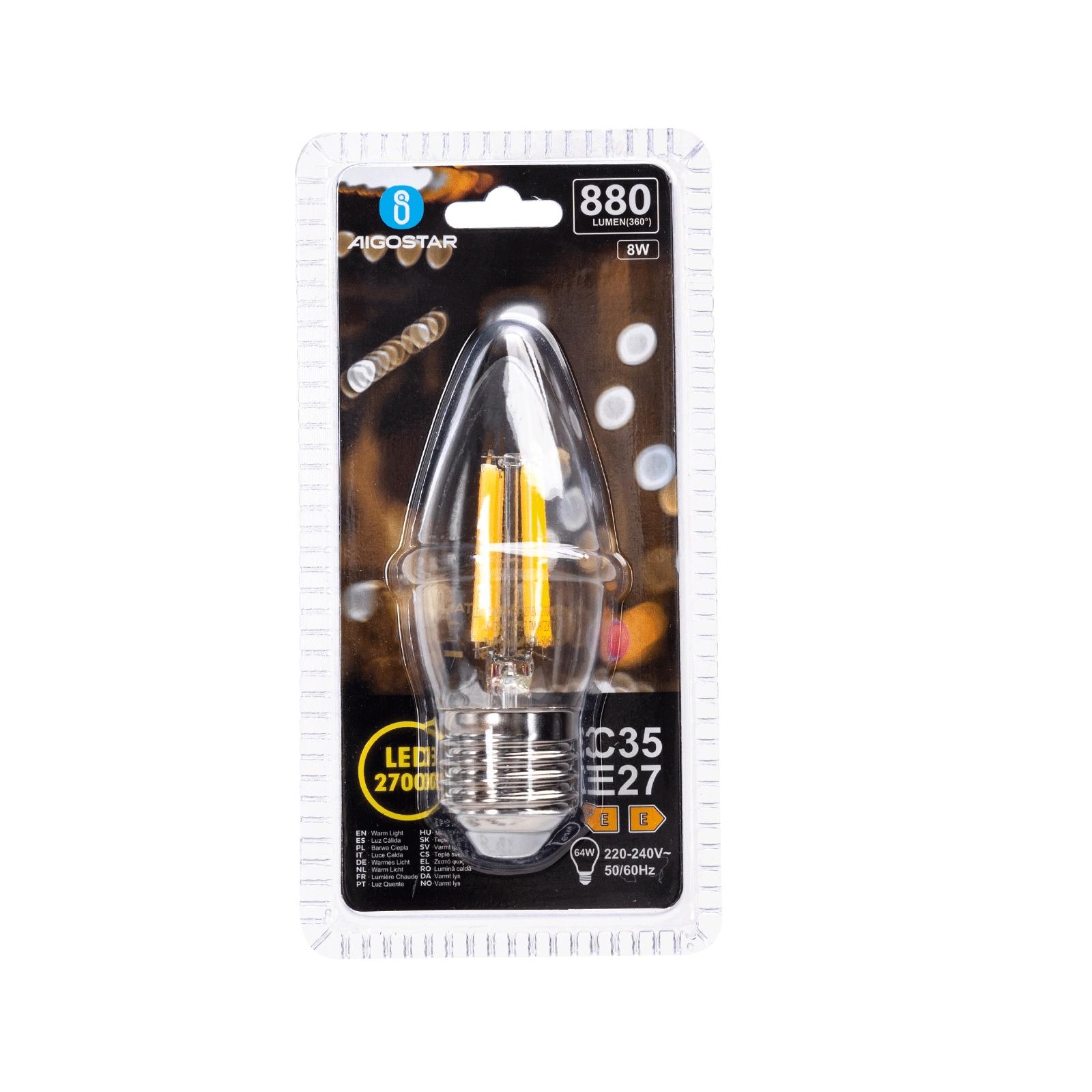 Żarówka LED Filament (Przezroczysta) C35 E27 8W