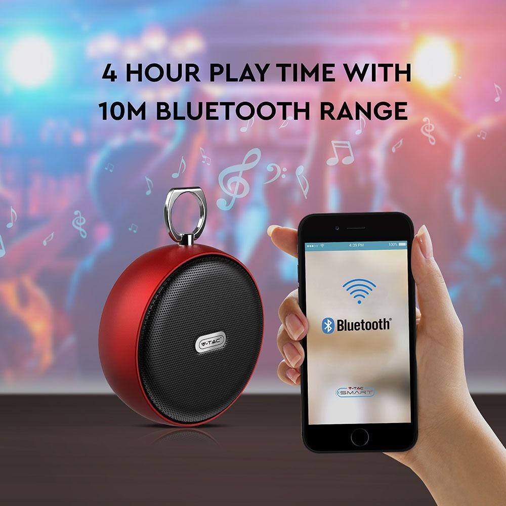 Głośnik bluetooth z funkcją TWS, Obudowa: metal/AUX/USB/Slot MICRO SD/800mAh, Czerwony, VTAC, SKU 7716