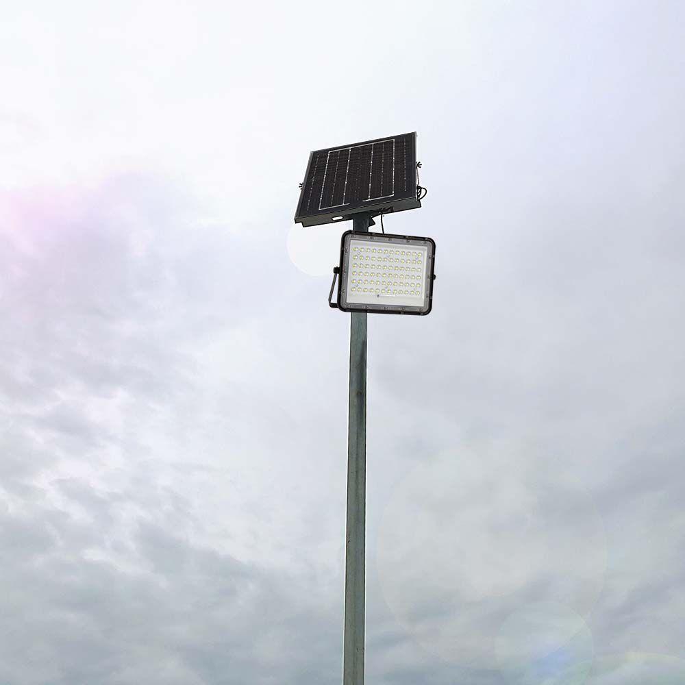 VT 120W LED SOLAR FLOODLIGHT 6400K 12000 mAh BATTERY 3M CABLE SMART IR REMOTE FAST CHARGE