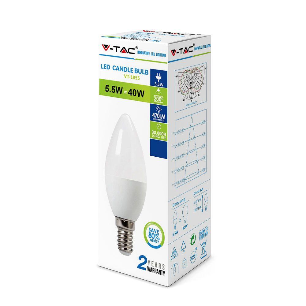 VT-1855 5.5W LED CANDLE BULBS 6400K E14