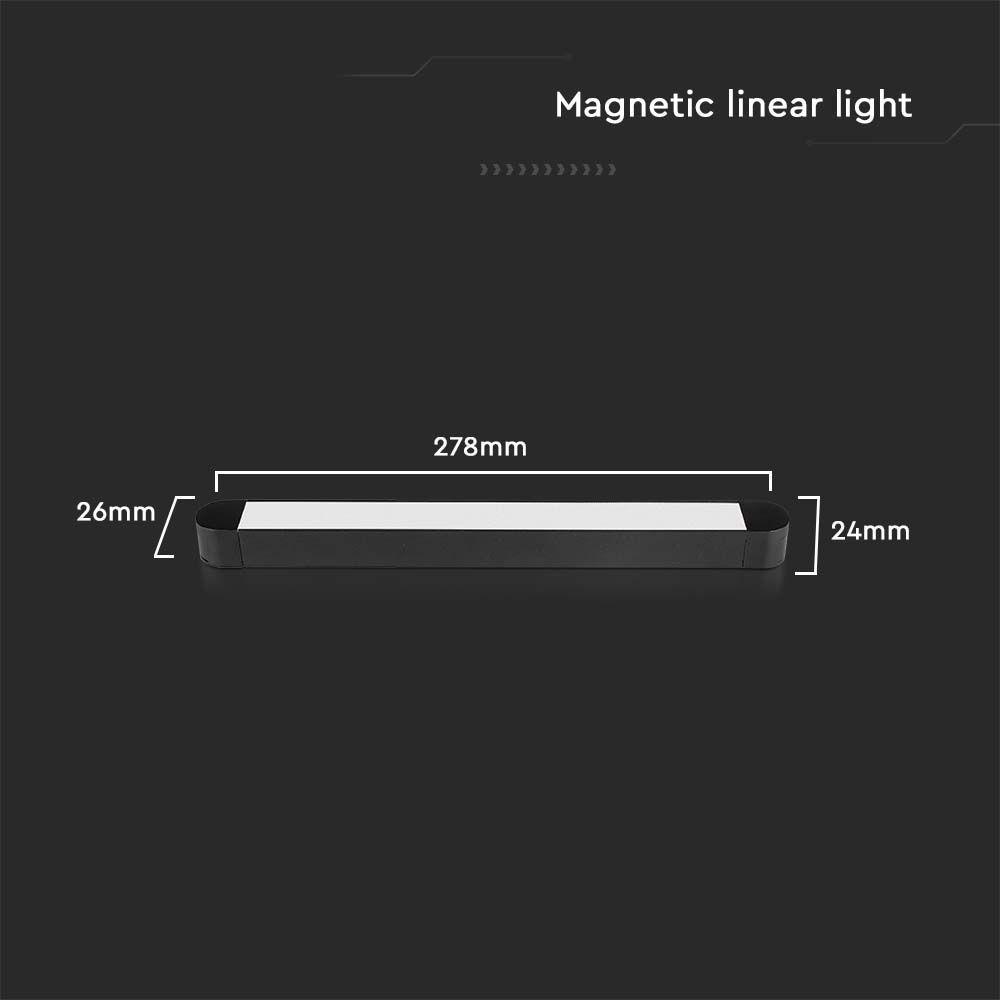 14W Lampa na Szynoprzewód SLIM MAGNETIC, Barwa: 4000K, Obudowa: Czarna , VTAC, SKU 10242